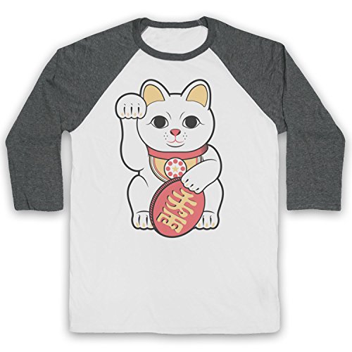 T-shirt de baseball Maneki-Neko aux finitions rétro soignées et coupe ajustée premium
