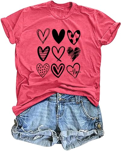 Summer Clearance! Fatuov Valentine Shirts For Women Clearance Under $5...