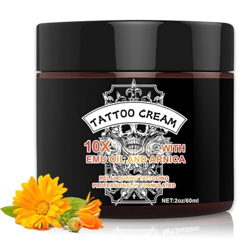 Tat-too Nu/mibing Cream, Tattoo Cream with Emu Oil & Arnica, Tattoo Aftercare Moisturising Balm for Dry Skin, Skin Soothing Cream for Promote he/aling & Color Protect, 60ml
