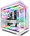 MUSETEX Y6 Caja PC, con 7 Ventiladores PWM ARGB de Espejo Infinito Preinstalados, Caja de Computadora ATX de Torre Mediana, Caja PC Gaming con Tipo-C, Cristal Templado de Vista Completa de 270°,Blanco