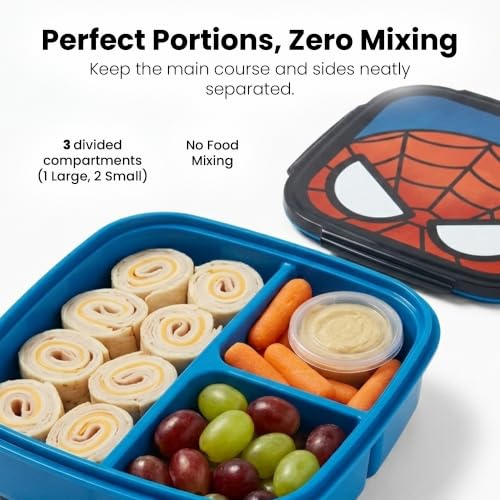 Image of Yoobi x Marvel Spider-Man Bento Box & Ice Pack, 3-Compartment, Leakproof