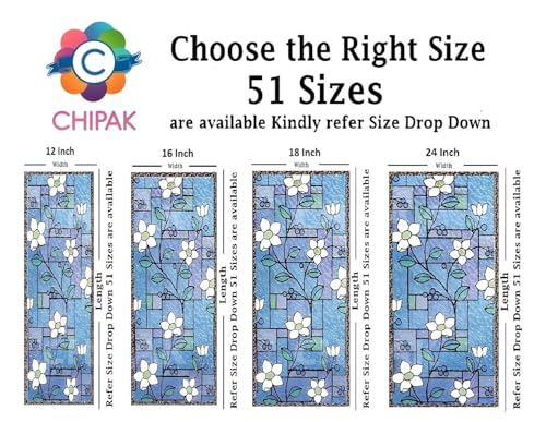 Image of CHIPAK Premium Vinyl Privacy Stained Window Glass Film (16x96 Inch) - Self-Adhesive Decorative Sticker Opaque Sheet Tint Wallpaper for Glass Cover Window, Door, Office, Home.| Anti-UV. Mystic Blue