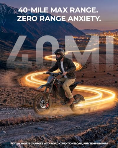Image of Skeri Electric Dirt Bike for Adults & Teens, 14 inch /12 inch Fat Tire 3200W Motor 32MPH Off-Road EBike, 48V 21Ah Battery Hydraulic Disc Brakes Dual Suspension IPX5 Waterproof, Fit for Age 13+ -Classic Black