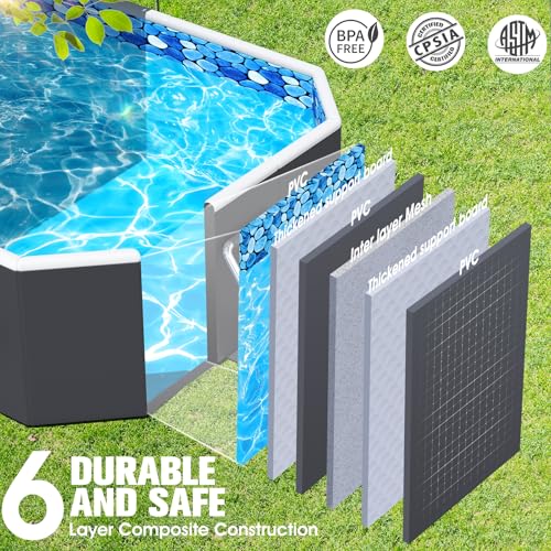Image of StarOcean Foldable Pool with Canopy,Non Inflatable Pool,Large Foldable Swimming Pool for Adult Portable Pool,Large Collapsible Kid Pool with Shade,Folding Kid Pool for Backyard,90x50x20 in-Dark Blue