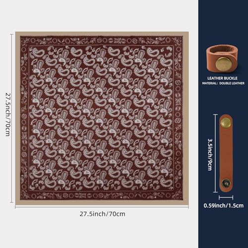 Image of 27.5 Inches Square Silk Feeling Neck Scarf for Men Necktie Silk Bandanas Pocket Square Cowboy Scarves
