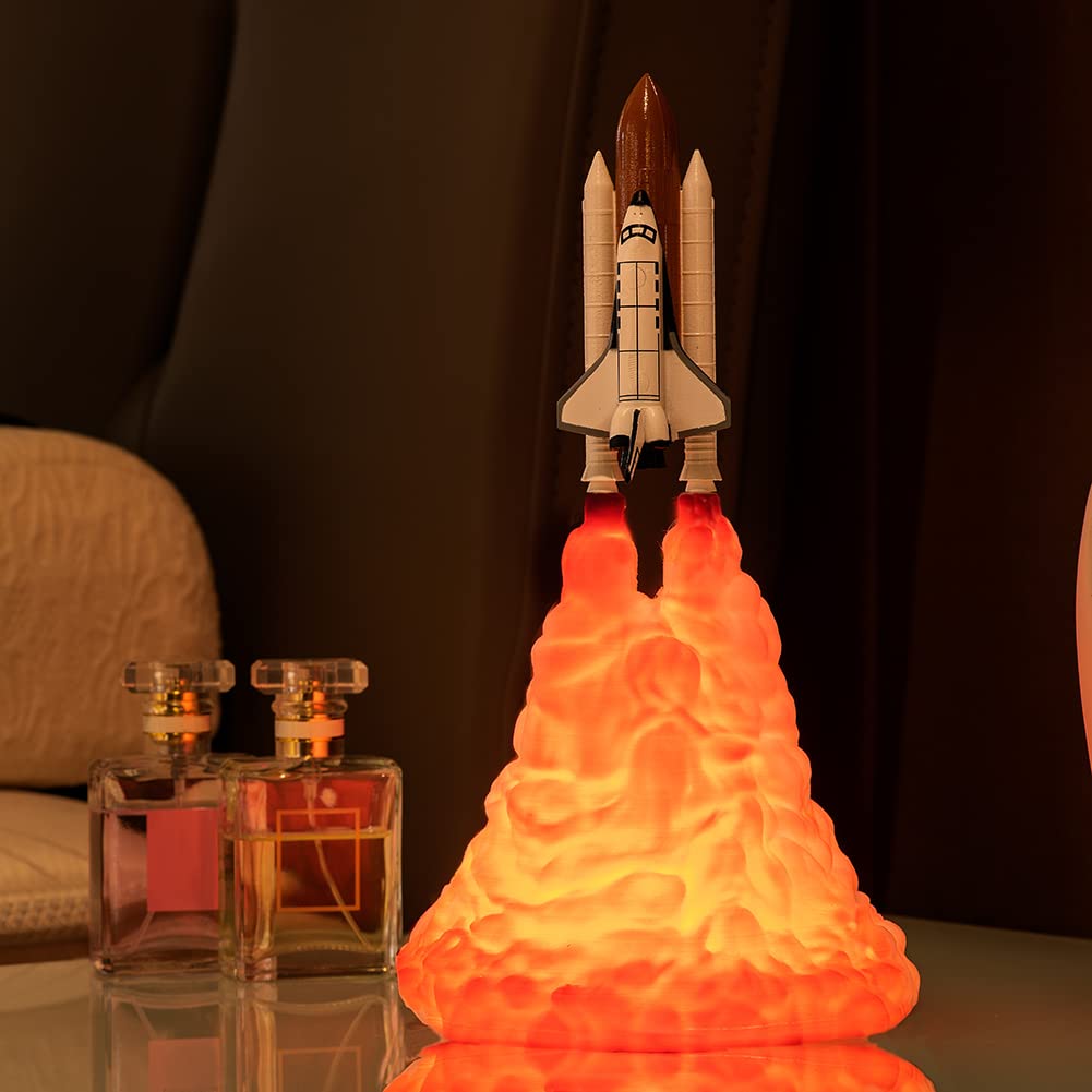Luz Nocturna Lámpara De Transbordador Espacial Impresa En 3D Lámpara De Luna LED USB 21 Cm 28 Cm PLA BateríA Incorporada De 800 MAh De 6 A 10 Horas para Niños Dormitorio De Bebé Decoración