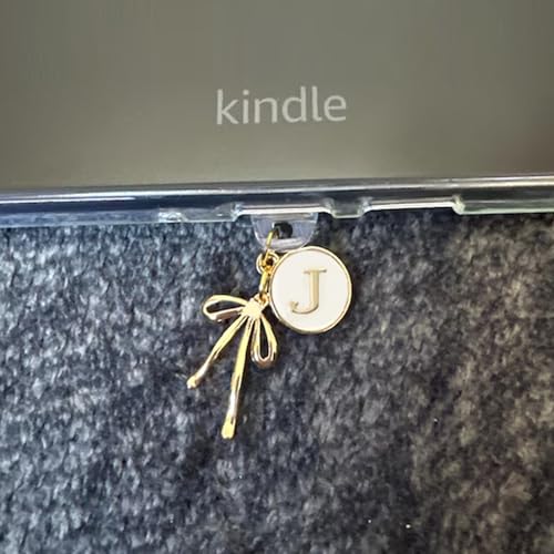 Abalorio antipolvo Kindle Paperwhite con inicial J y conector tipo C para e-reader 4