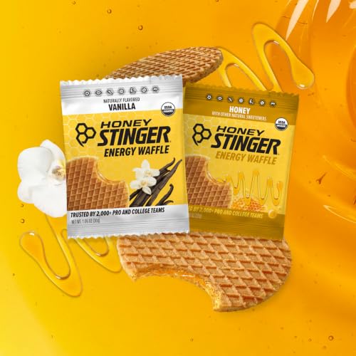 Image of Honey Stinger Organic Energy Waffle Variety Pack of 18, 12 Honey Waffles and 6 Vanilla, Nutritious Stroopwafel Snack for Exercise, Endurance and Performance