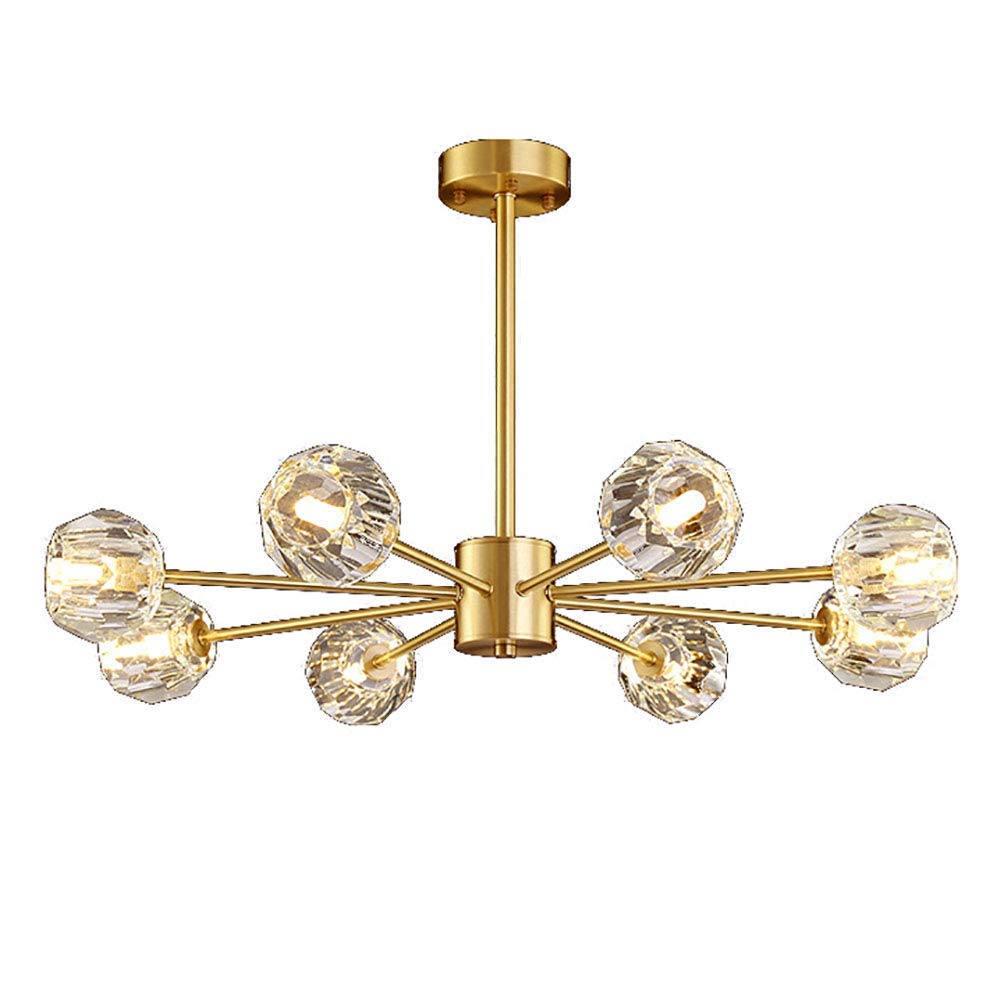 Lustre en cristal pour salle à manger suspendu moderne laiton 8 lampes