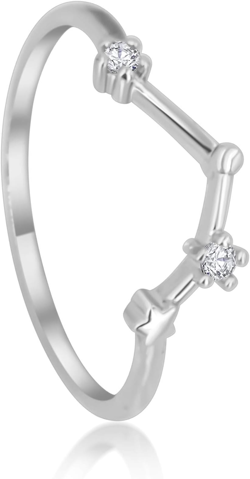 Zodiac Constellation Ring with Cubic Zirconia Stones Made of Zinc, Steel & Brass