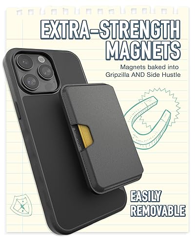 Image of Smartish iPhone 15 Pro Max Slim Case with Wallet for MagSafe iPhones - Gripmunk - Magsafe Compatible Thin Grip Cover + Detachable Magnetic Credit Card Holder - Black Tie Affair