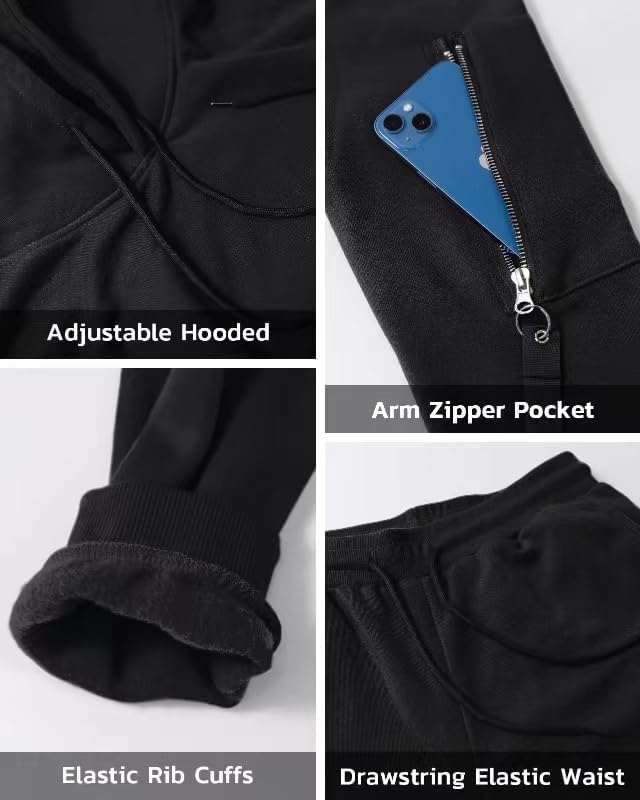 Men’s Sweatsuits Set 2 Piece Hoodie Outfit Jogging Tracksuits for Men Casual Athletic Long Sleeve Pullover Suit Set - Image 5