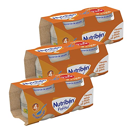 Nutribén Potitos Introducción A La Manzana, Naranja Y Plátano Con Galleta Desde Los 4 Meses, 3...