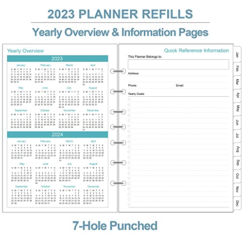 Zgmj 2023 Monthly Planner Refill, Runs From January 2023 To December 2023, Two Pages Refill Planner With Tabs , 7 Hole Refill Planner With Tabs, 5.8'' X 8.3'', Ocean #TOP3