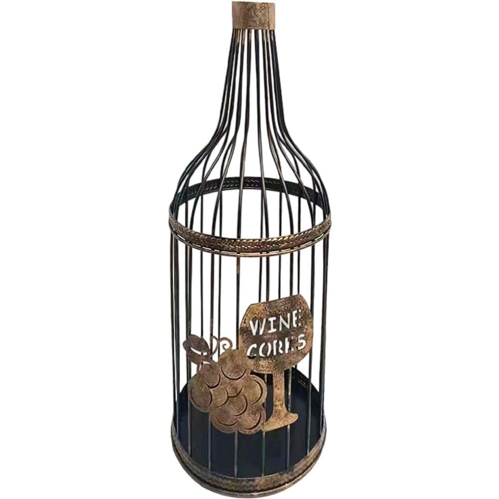 Panier de rangement en liège et métal pour 60 bouchons de vin