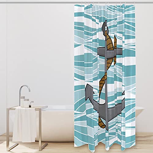 Rideau de douche ancre de qualité supérieure textile bleu - 3