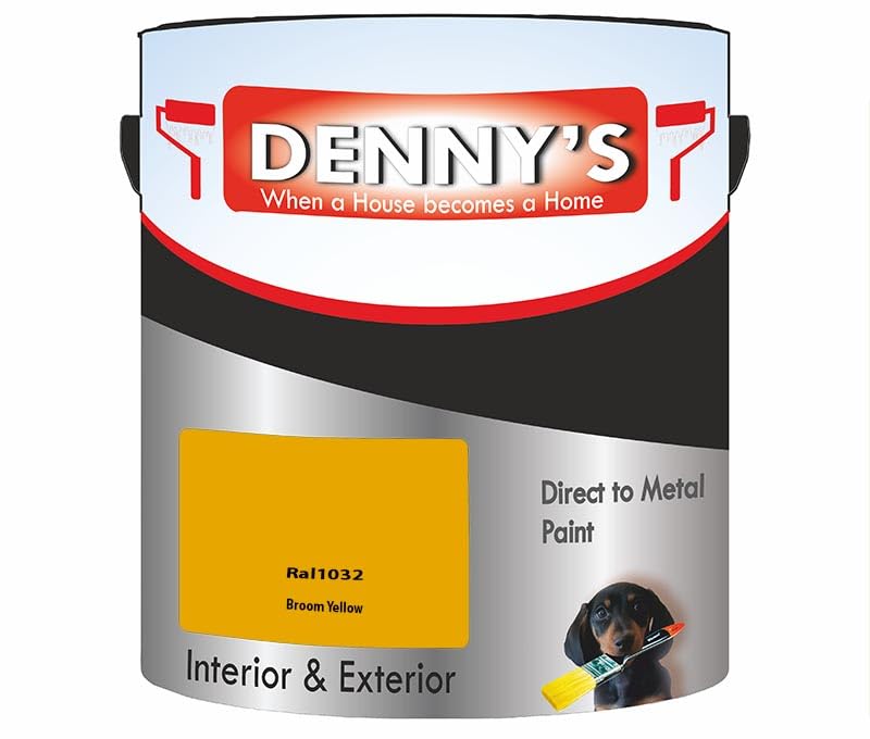 SCOOBYS PAINTS BACK IN THE MIX Direct to Rust Metal Paint, Quick-Drying, Durable Anti-Rust Coating, Interior & Exterior, Perfect for Metal Surfaces, Fences, Gates, Railings, No Primer (Broom Yellow)