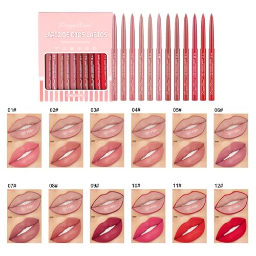 12 Color Lip Liner Set Nude Lip Pencil Collection, Lip Liner Stain with Peel Off Effect, Waterproof Lip Liner Set, Matte Finish, High Pigment Lip Makeup Essential - Image 2
