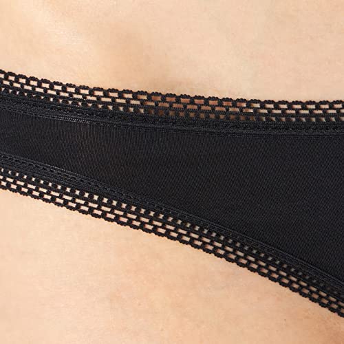 Iris & Lilly Ropa Interior Tipo Bikini de Algodón Mujer, Pack de 5, Negro, 38