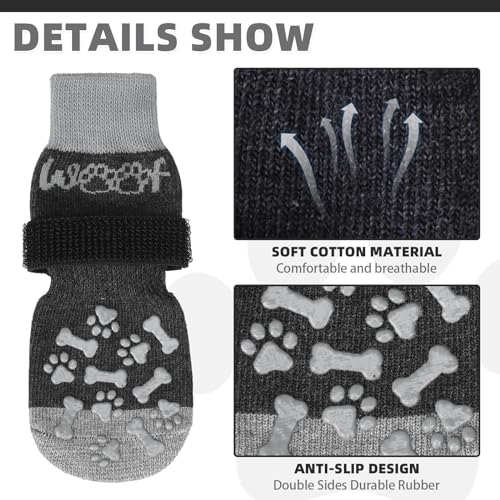 KOOLTAIL Rutschfeste Hundesocken, doppelseitige Griffe, Woof Hundesocken zum Lecken, um Kratzer auf Hartholzb?den zu verhindern, Outdoor-Hundeschuhe und Pfotenschutz f¨¹r kleine, mittelgro?e und gro?e