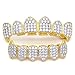 Produktbild Moca Schmuck Hip Hop Unisex 18 Karat Vergoldet Iced Out CZ Simulierte Diamant Top Bottom Zähne Mit Reißzähnen Grill Set Für Männer Frauen (double color)