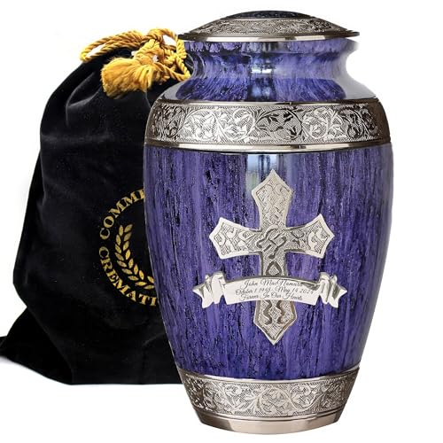 Image of Purple Cross Cremation Urns for Human Ashes Adult Female Urns for Ashes