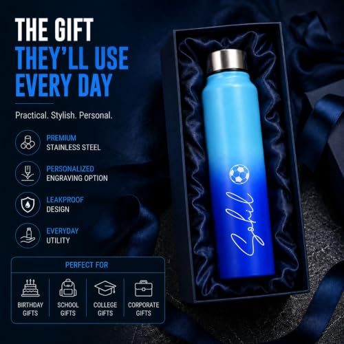 Image of Courage Personalised Stainless Steel Water Bottle 1 Litre | Custom Name Engraved Bottle | Leak-Proof, BPA-Free, Rust-Resistant | Stylish Gift for Kids, Women & Men | Office, School & Gym Use (BB)