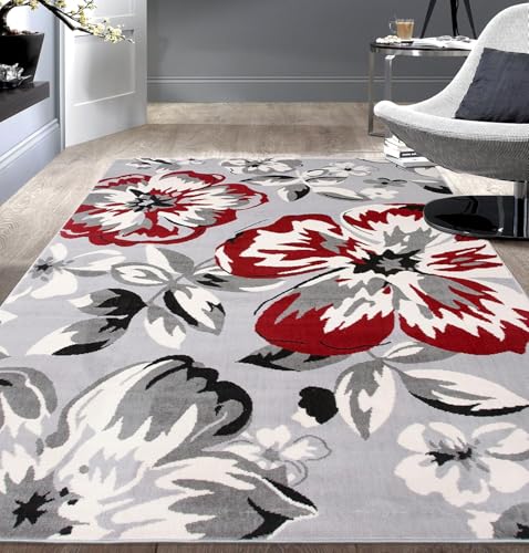 Tapis décoratif moderne fleurs 200x250cm aux finitions soignées - 2
