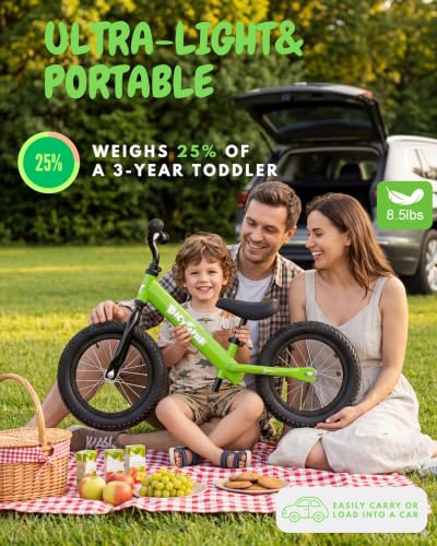 Image of bicystar 14 Inch Balance Bike for Kids 3-5, Air Rubber Tires, Pink
