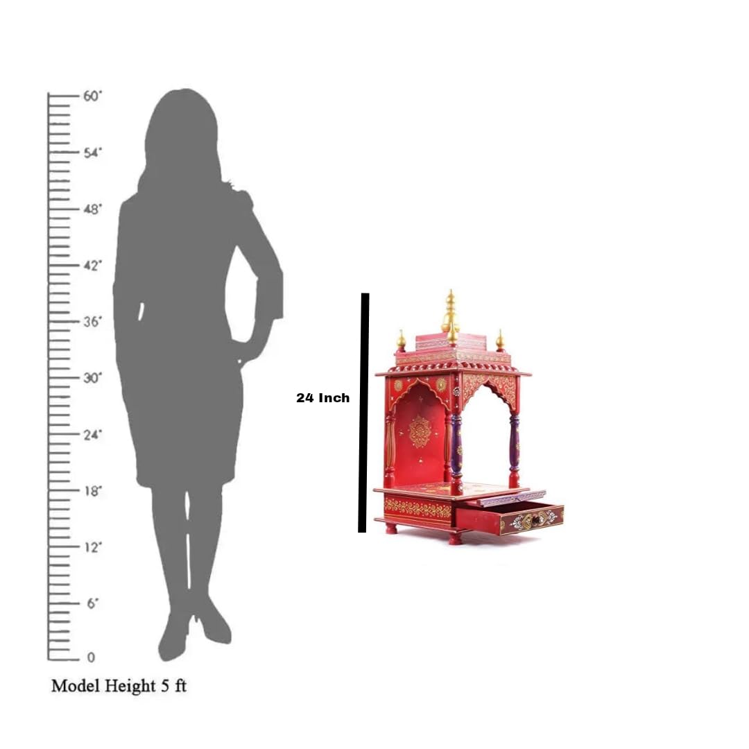 Tempio in legno/tempio per la casa/Pooja Mandir/Pooja Mandap/Pooja Mandir per casa e ufficio, tempio da parete (30,5 x 30,5 x 61 cm (lunghezza x larghezza x altezza)