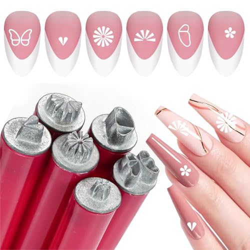 XEAOHESY 6 Pieces Nail Art Stamp Pen Set Butterfly Flower Heart-Shaped Design Nail Stamping Pens Nail Stamp Tools Nail Art Stamps for Women Stamps for Ink Pads and Flat Surfaces