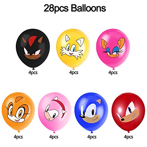Sonic Birthday Party Supplies, Birthday Party Balloons For Sonic The Hedgehog Theme Party, Includes 7 Styles Printed Ideal For Kids Party Decorations Favors (Pack Of 28) #TOP1