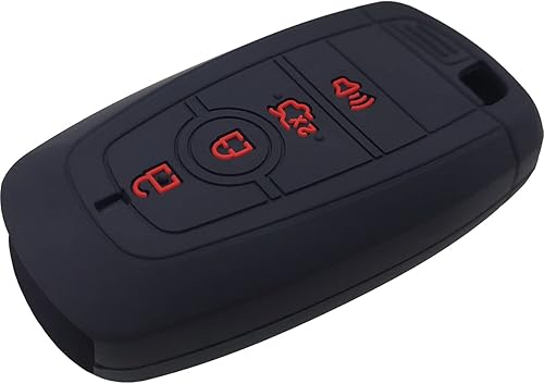 Miniatura 4 de GFDesign 2 piezas de silicona 4 botones funda de llavero remoto sin llave de goma compatible con Ford Fusion Edge Expedition Explorer Mustang 2019