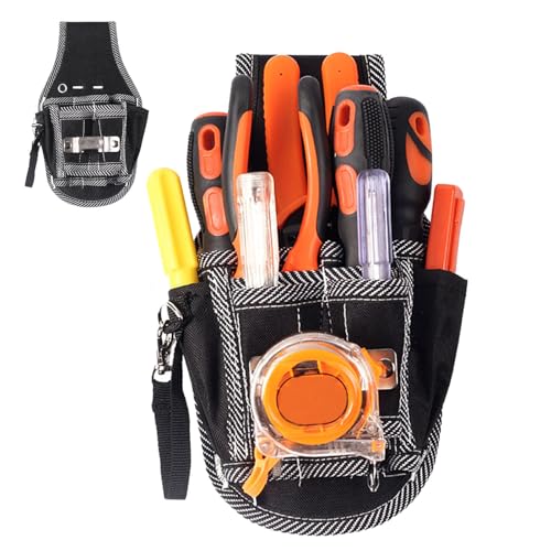 Cinturón de herramientas para herramientas y accesorios, cinturón de cintura con compartimentos, bolsa de herramientas de tela Oxford, para uso por, carpinteros, construcción, para mantenimiento y