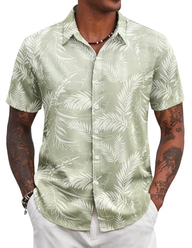 COOFANDY Mens Hawaiian Shirts Short Sleeve Tropical Button Down Shirt Floral Shirt Summer Beach Shirt