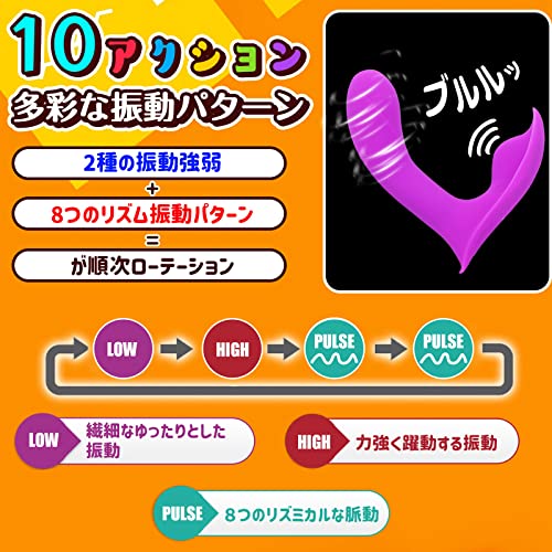 遠隔ローター リモコンローター ワイヤレスローター装着型 ローター ダブルモーター 挿入型【10種の振動パターン/遠隔操作/USB給電//静音/コンパクト/女性用】パープル - 画像5