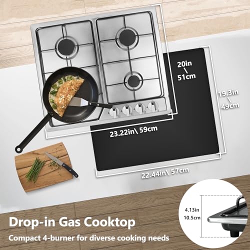 Nardea G04 Gas Stove Top 4 Burner, 20 Inch Gas Cooktop thumb #2