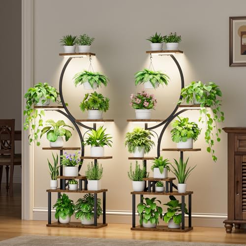 BACEKOLL Plant Stand Indoor with Grow Lights, Indoor Plant Shelf