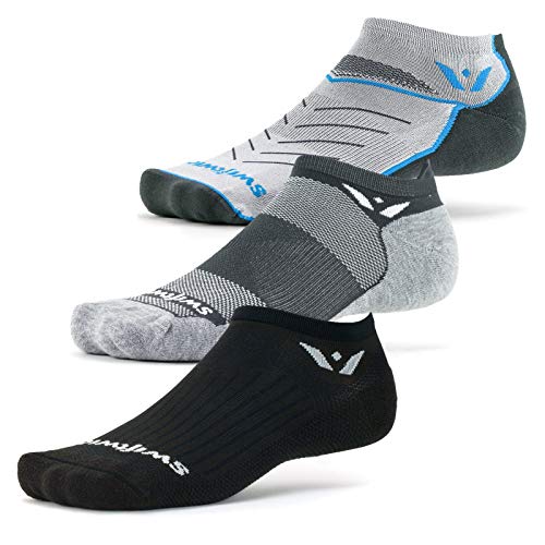 Swiftwick - Performance Sock Variety Pack (3 Pairs) Running, Cycling and Golf socks, No-Show, Size Large