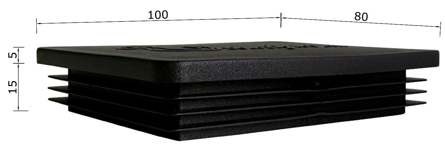 TIBU Zatyczki lamelowe prostokątne zaślepki do rur, zaślepki do rur, osłona, prostokątne, 50 sztuk, rury prostokątne, 100 x 80 x 2 mm
