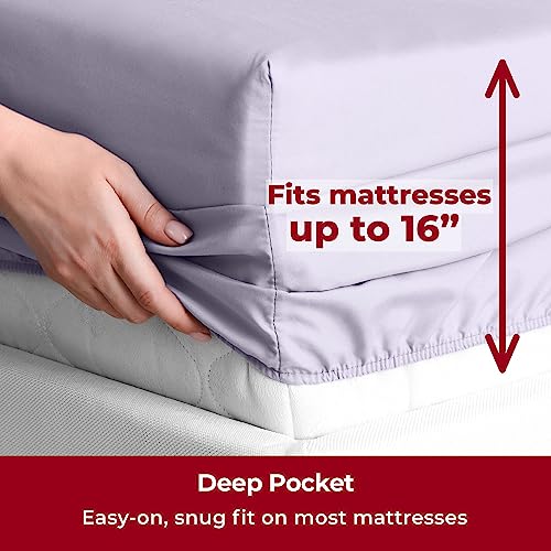 Image of Mellanni Split King Sheets Set - 5 PC Iconic Collection Bedding | Hotel Luxury, Extra Soft, Cooling Bed Sheets - Wrinkle, Fade, Stain Resistant (Split King, Lavender)