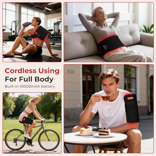 Image of Morfone Red Light Therapy for Body, 10000mAh Cordless Portable Infrared Light Therapy Pad, 24 inch x 12 inch Red Light Mat with Timer, 660&850nm Infrared Heating Pad for Back Shoulder Knee Joint Waist