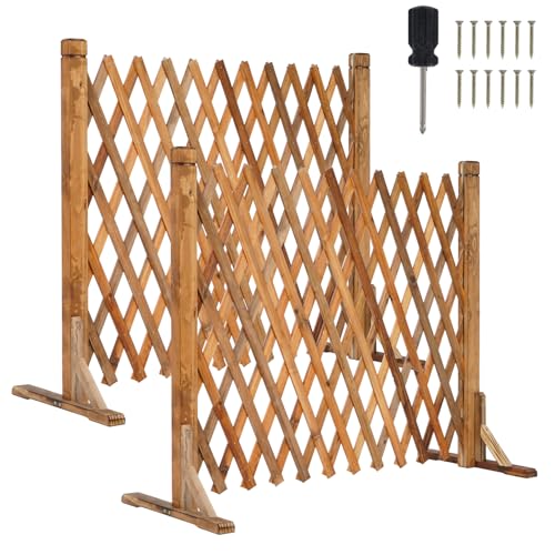 uyoyous Lot de 2 treillis de clôture extensibles en bois, panneaux de treillis de jardin extensibles, longueur 34-160cm, panneau d'écran de jardin pliable...