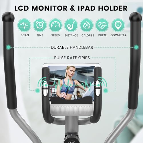 Image of Dripex Elliptical Exercise Machine, Elliptical Machine for Home with 16 Resistance Levels, Quiet & Smooth Magnetic Elliptical Training Machines with 13.2 lb Flywheel, LCD Monitor & Pulse