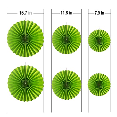 Image of MOWO Yellow and Green Paper Fans Wall Decoration, 12pc | Background Ceiling Hanging Decoration, Spring St.Patrick's Day, Baby Shower Graduation Birthday, Theme Party Decoration