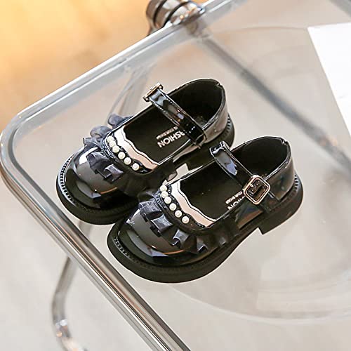 Toddler Dress Boots for Girls Casual Shoes Girls Leather Shoes Dress Shoes Comfortable Pearl Lace Buckle Solid Color2