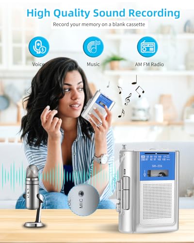 image for SEMIER Small Cassette Player Recorder, Portable AM FM Vintage Tape Cas