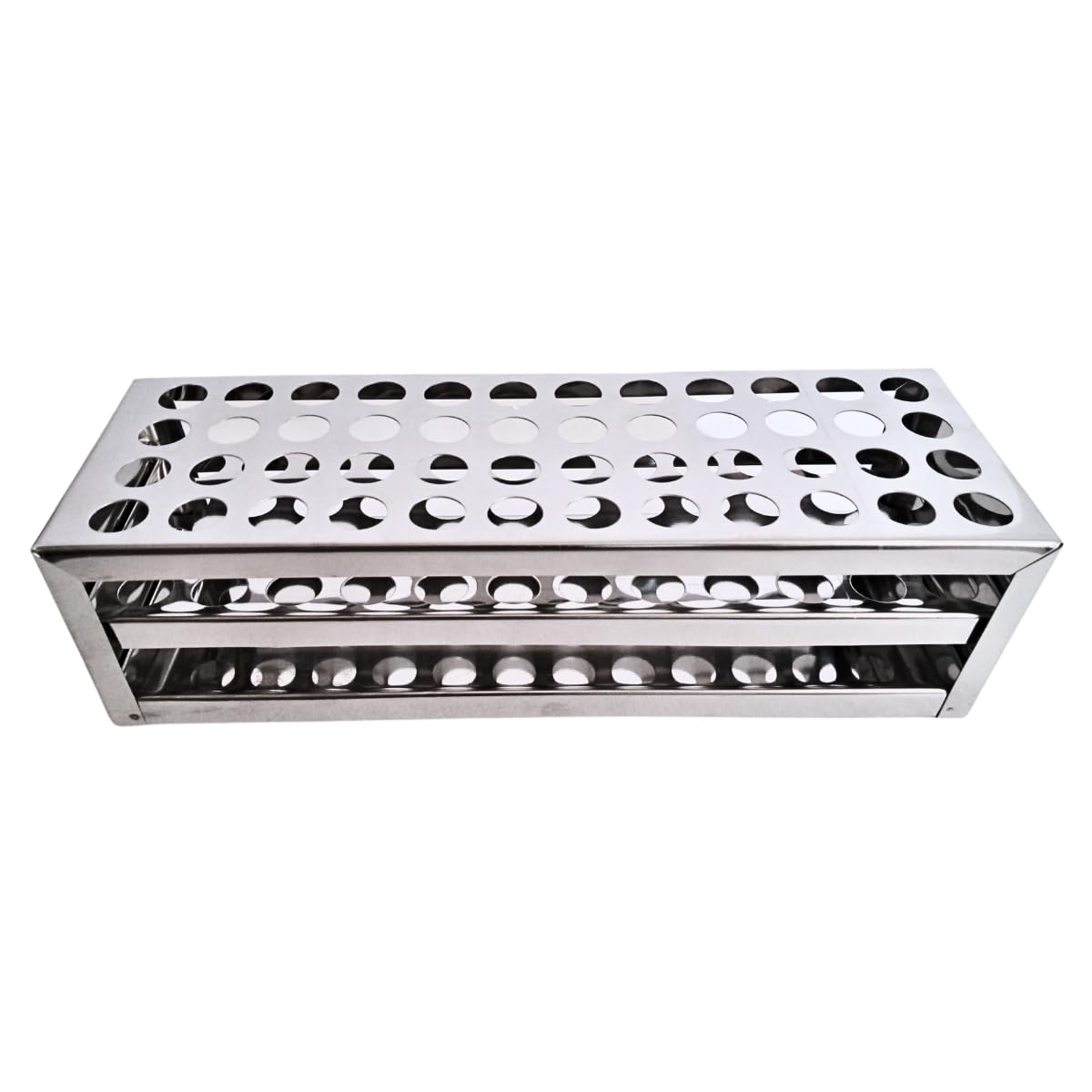 AANIJ® Test Tube Stand Stainless Steel 304 grade, Size 16 mm × 48 Holes Test Tube rack for Laboratory Pack of 1