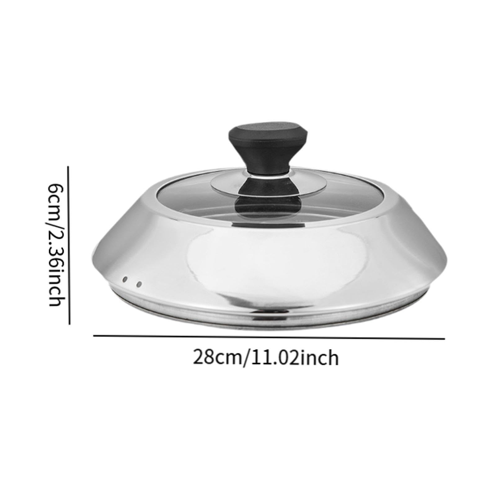 Couvercle de Cuisson Cloche à Hamburger Dôme pour Grill Couvercle Plancha Couvercle Vapeur Structure Voutée Robuste pour Concentrer la Chaleur, 28 cm