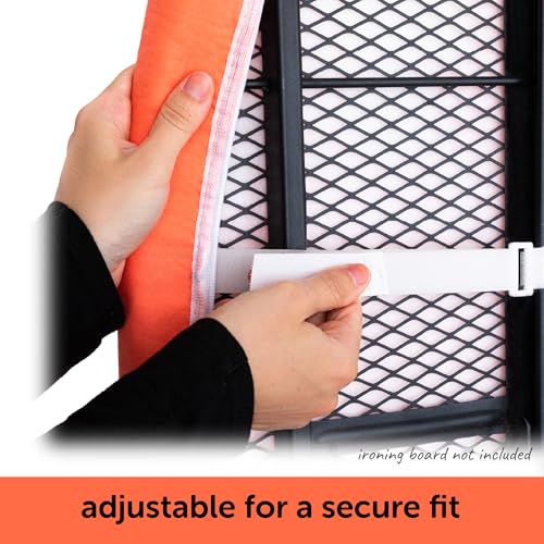 Image of Oliso Ironing Board Cover, Durable 100% Cotton Lined with Professional Grade Felt pad - Fits Standard 54 inch x 15 inch Boards, a Wide Elastic Edge, Two Adjustable Straps for Secure Fit (Coral)